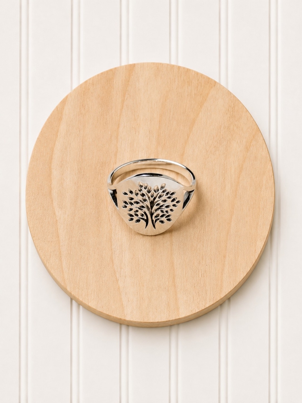 Sterling Silver Tree of Life Signet Ring - Silver